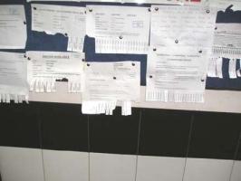 Notices pinned on the notice board