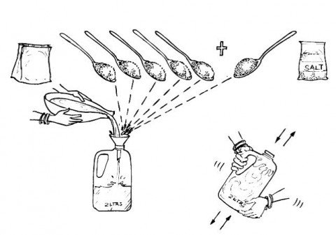 How to prepare rehydration fluid for young animals with diarrhoea